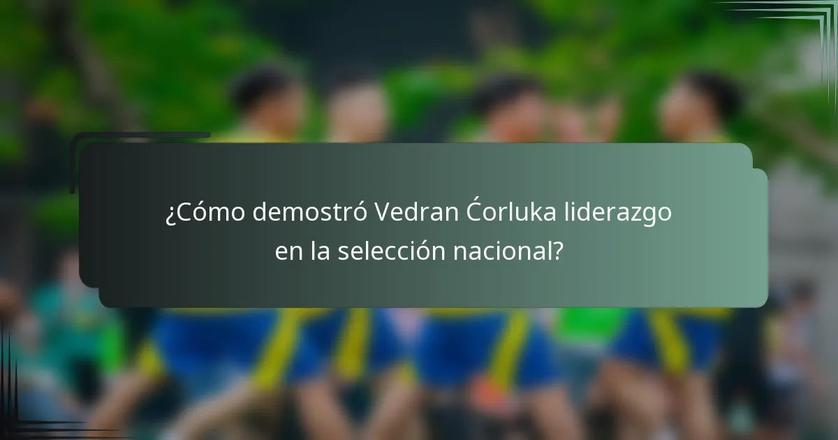 ¿Cómo demostró Vedran Ćorluka liderazgo en la selección nacional?