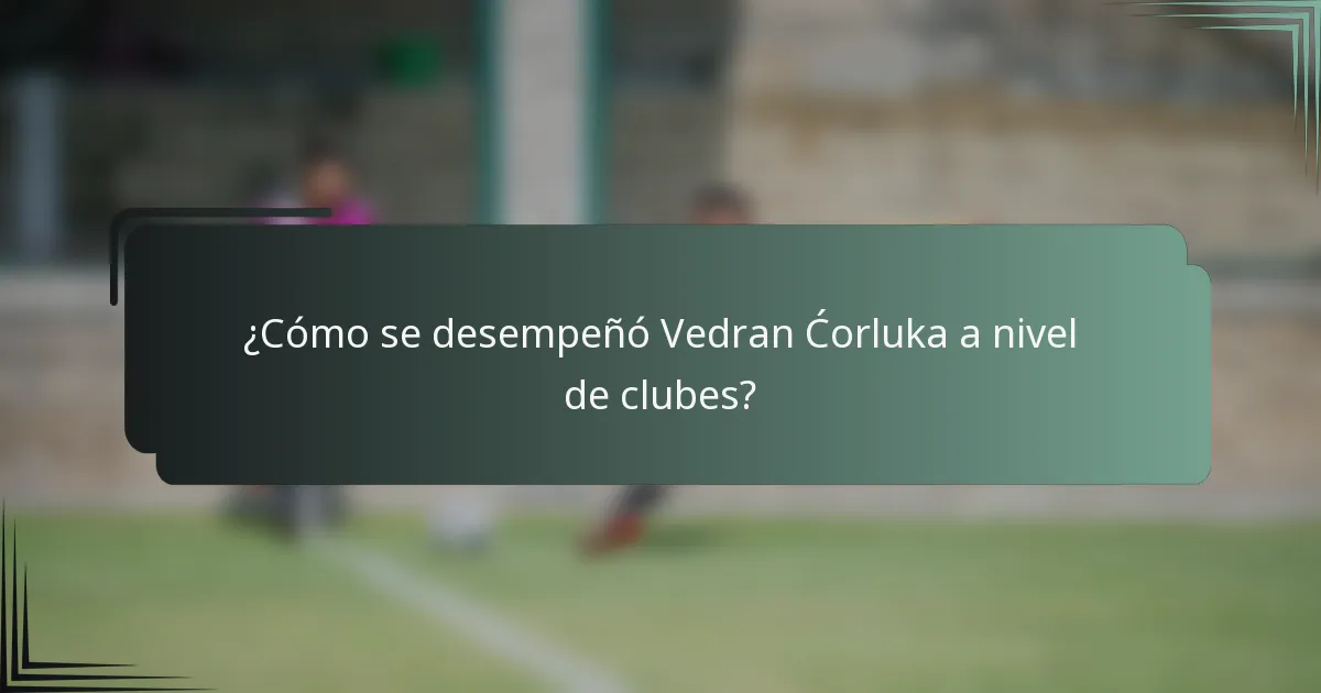 ¿Cómo se desempeñó Vedran Ćorluka a nivel de clubes?