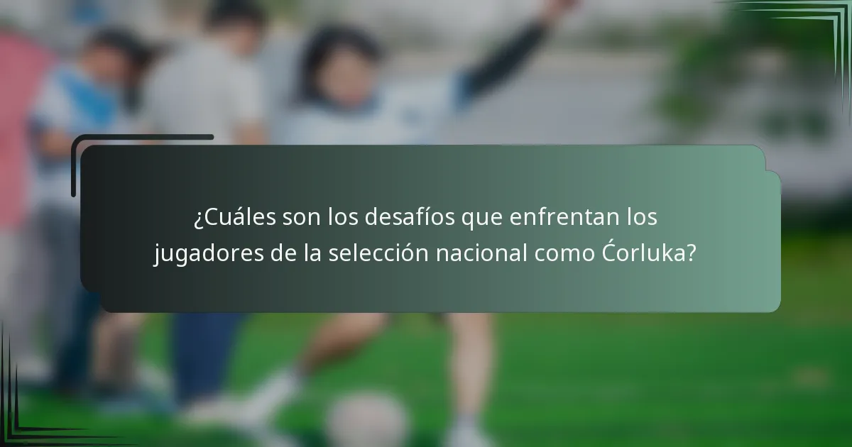 ¿Cuáles son los desafíos que enfrentan los jugadores de la selección nacional como Ćorluka?