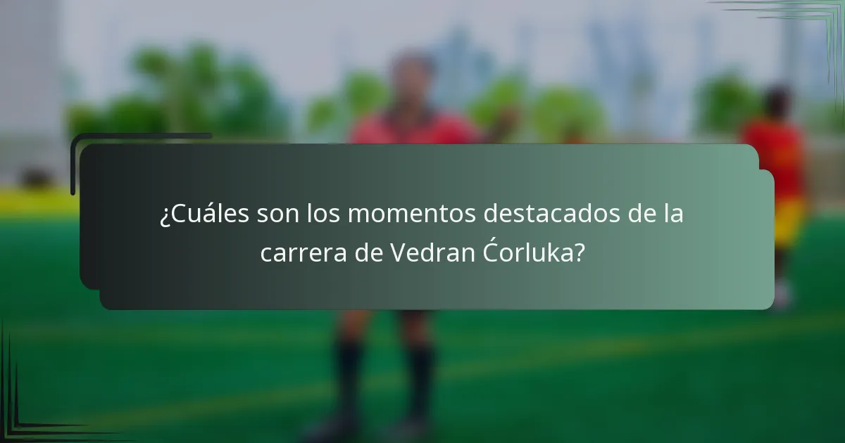¿Cuáles son los momentos destacados de la carrera de Vedran Ćorluka?