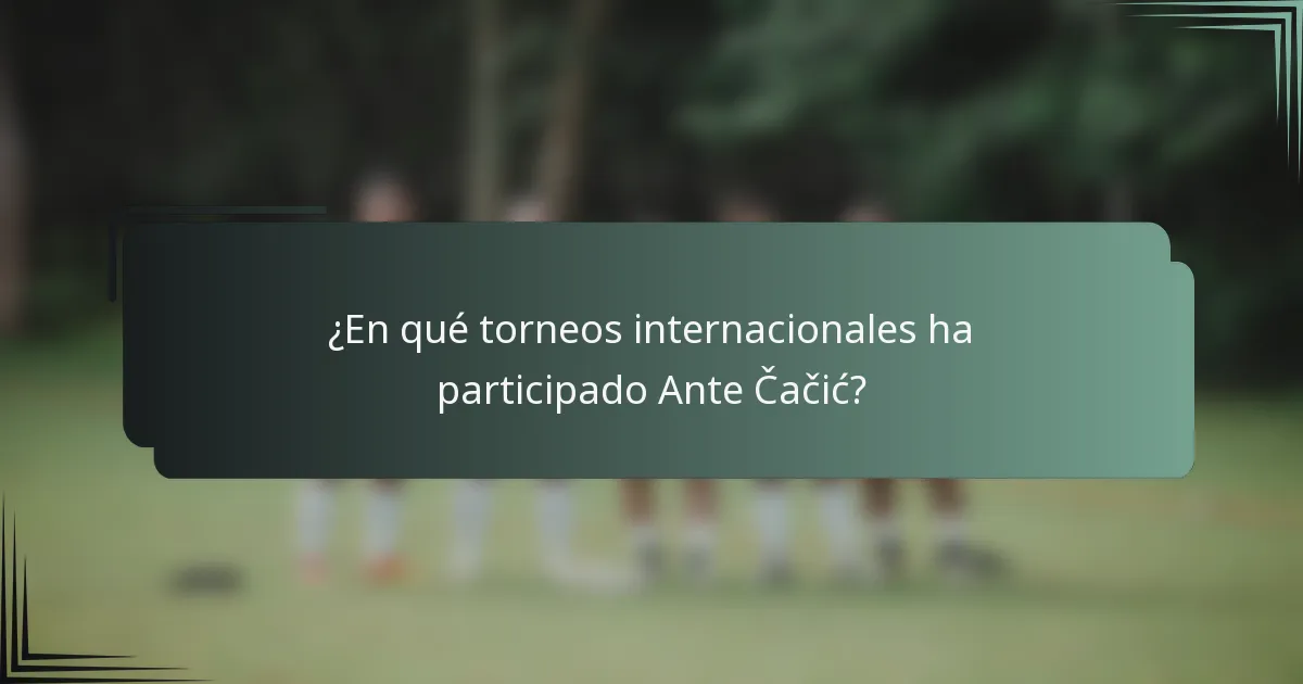 ¿En qué torneos internacionales ha participado Ante Čačić?